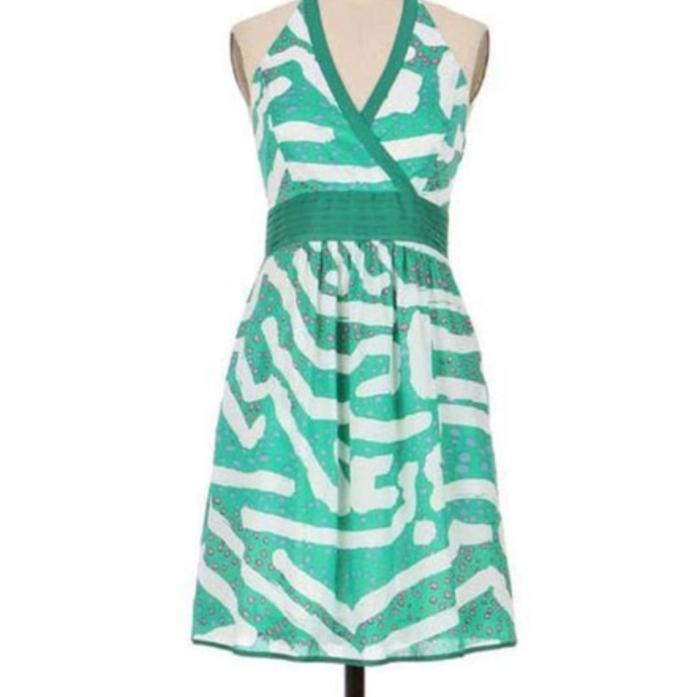 Anthropologie We Love Vera Green Halter Dress Sz 0